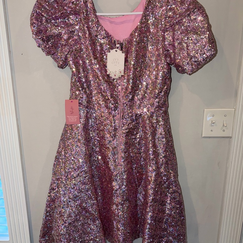 Ivy City Co Glittering Pink Sequin Dress